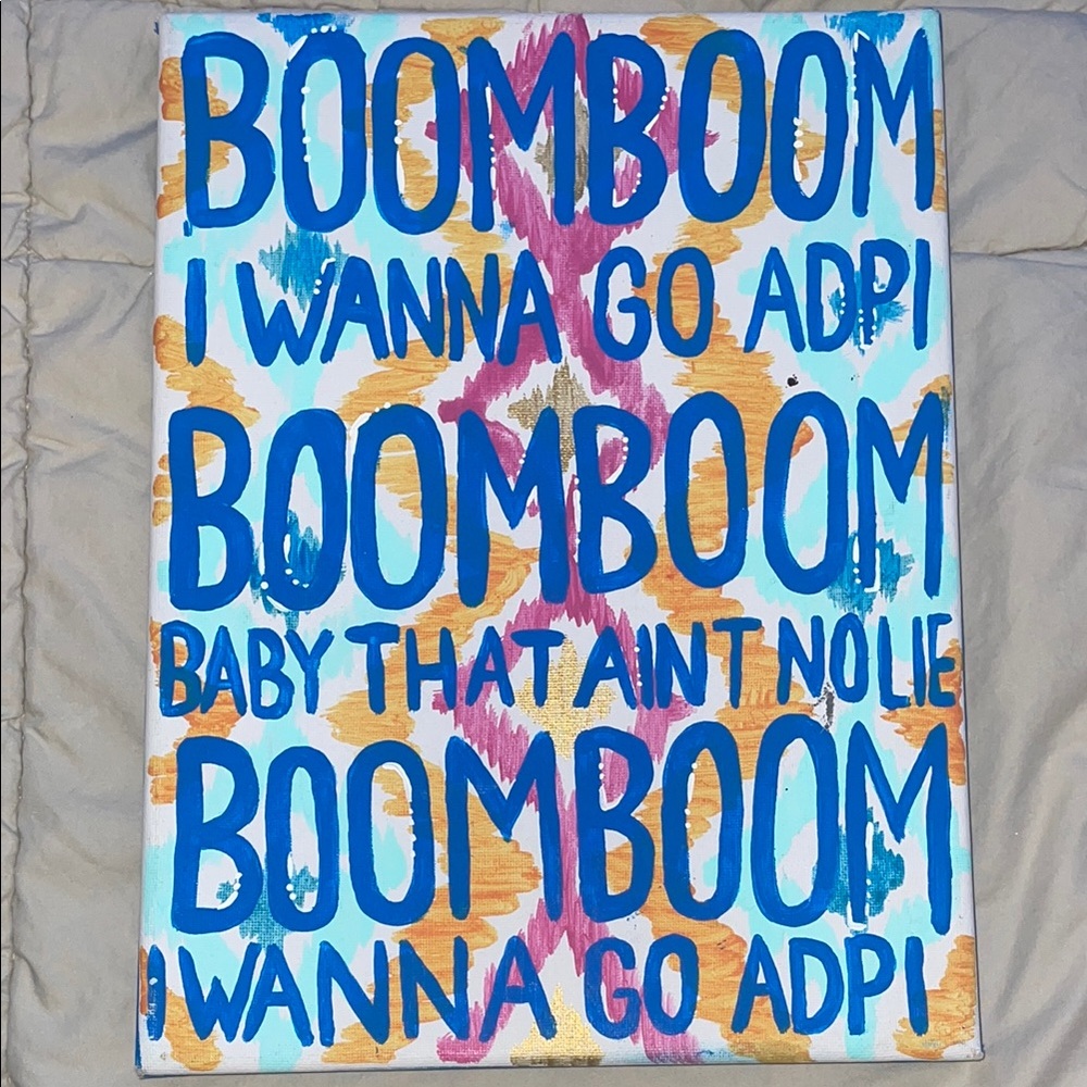 Colorful ADPi Sorority “Boom Boom” Canvas Art Alpha Delta Pi Home Decoration